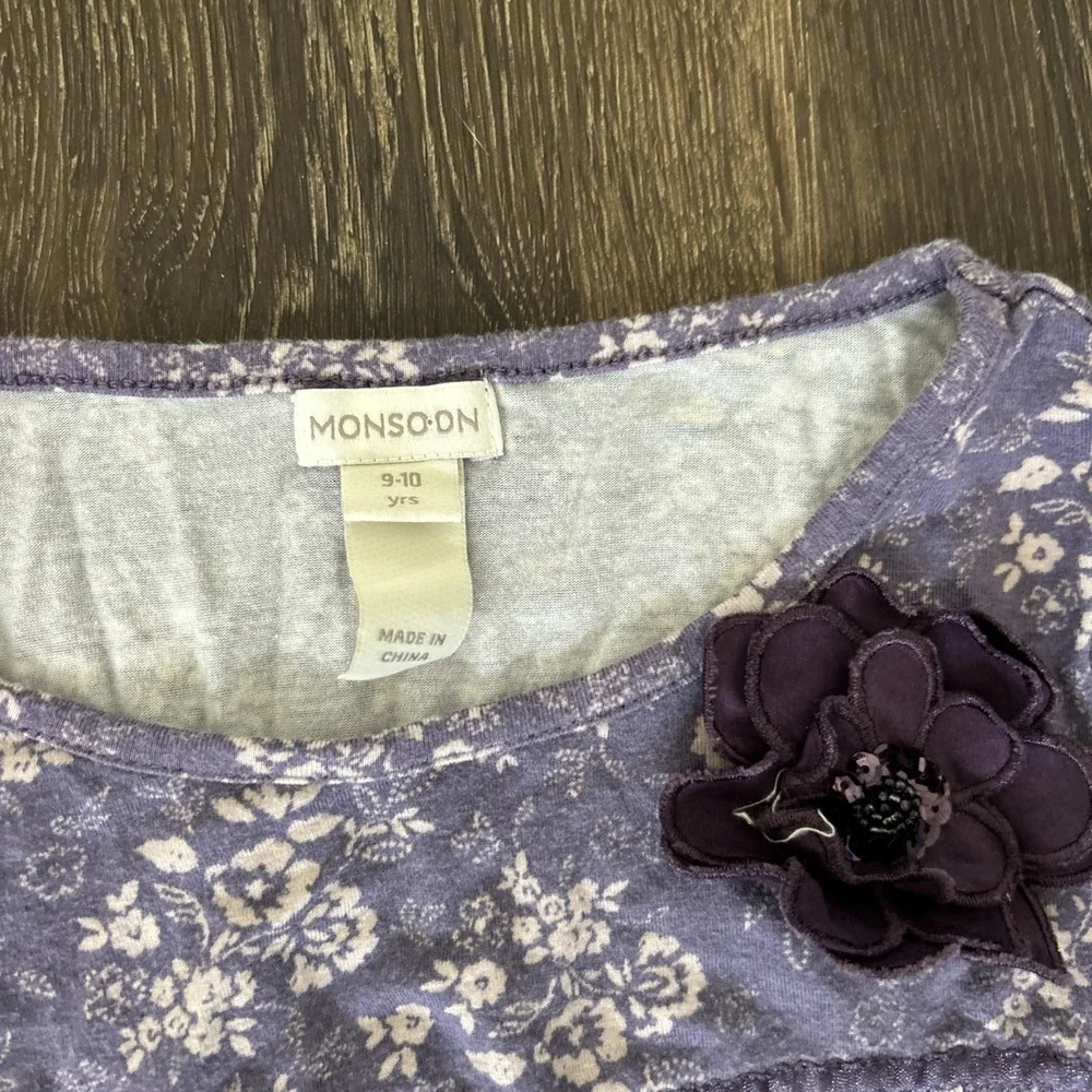 Monsoon‎ Purple Floral Dress Long Sleeve Size 9/10 COMFY